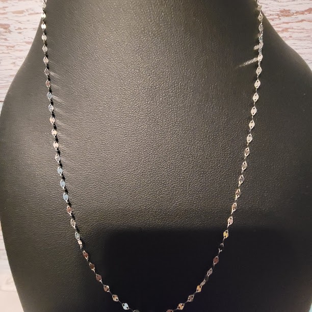 10k White Gold Mirror link chain 16-inches 1.8mm