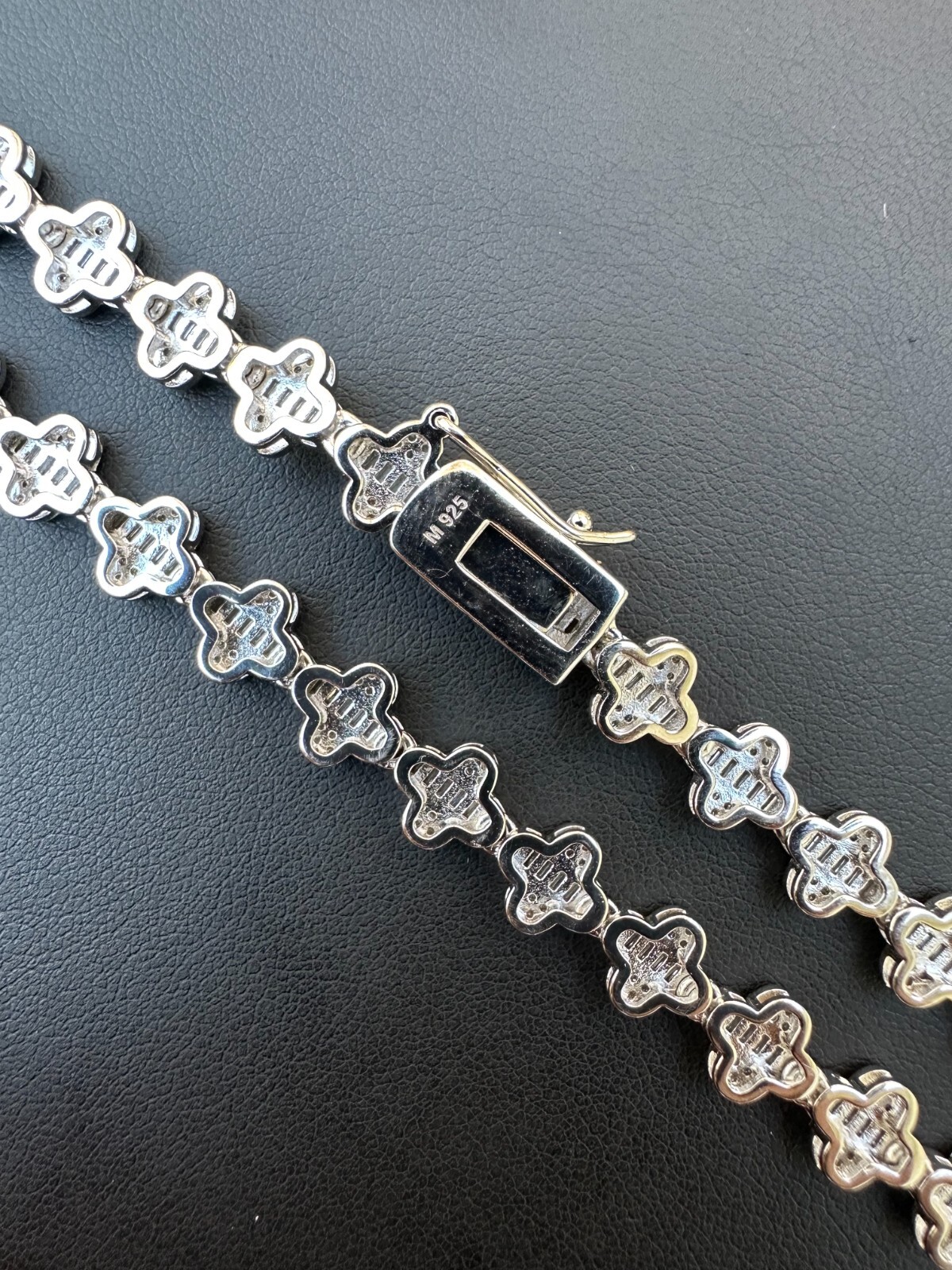Real Iced MOISSANITE Baguette Clover Tennis Chain Necklace – VVS D Color 8mm