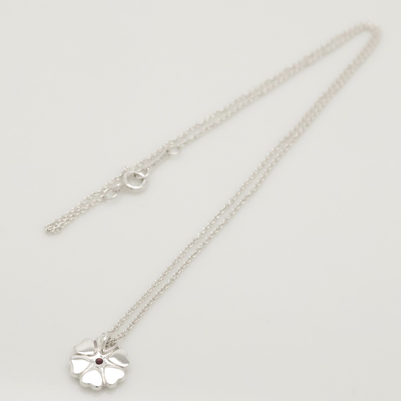 Authentic Tiffany & Co. Crown of Heart Pink Sapphire Necklace 16″ Silver w/Pouch