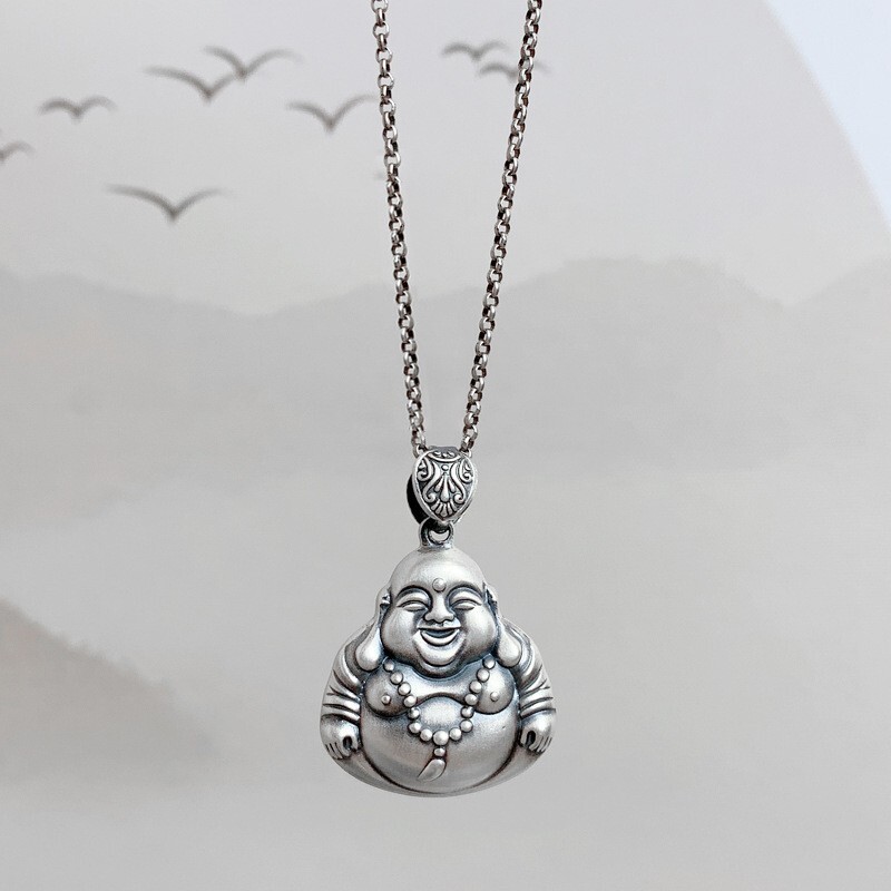 new Smiling Buddha Necklace Pendant Lucky Jewelry for Men or Women with Chain