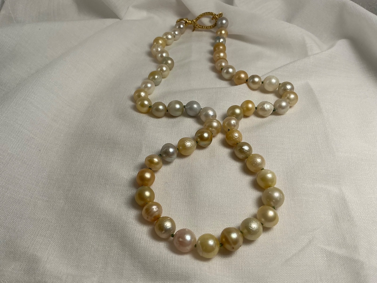 South Sea Pearl Necklace | 8 to 10mm | Sterling Diamond Clasp
