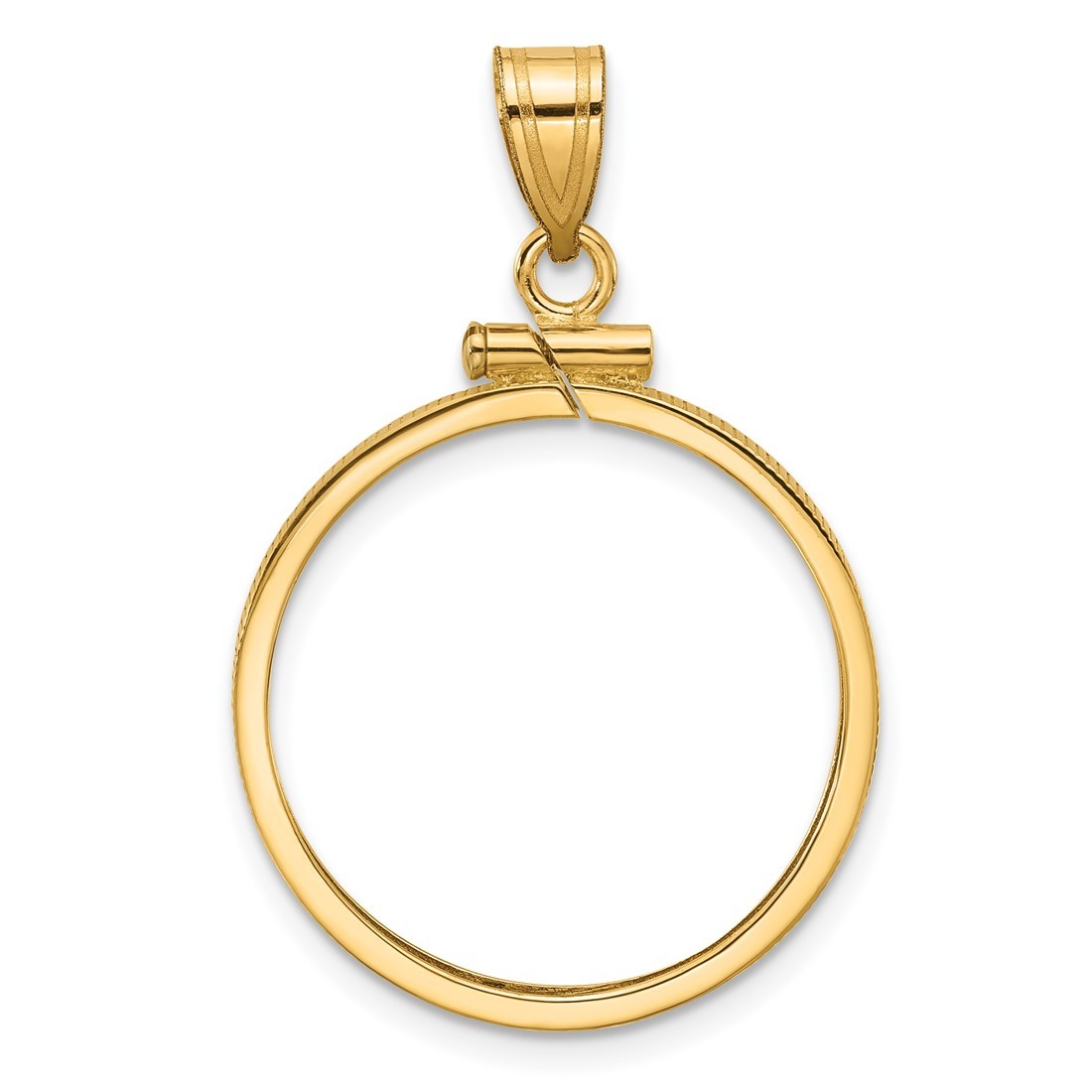 14k Yellow Gold 21.6mm Polished Screw Top Coin Bezel Pendant