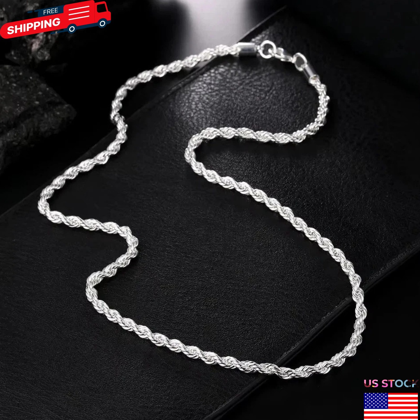 925 Sterling Silver Italian Rope Chain Men’s Necklace 4mm – NEW**