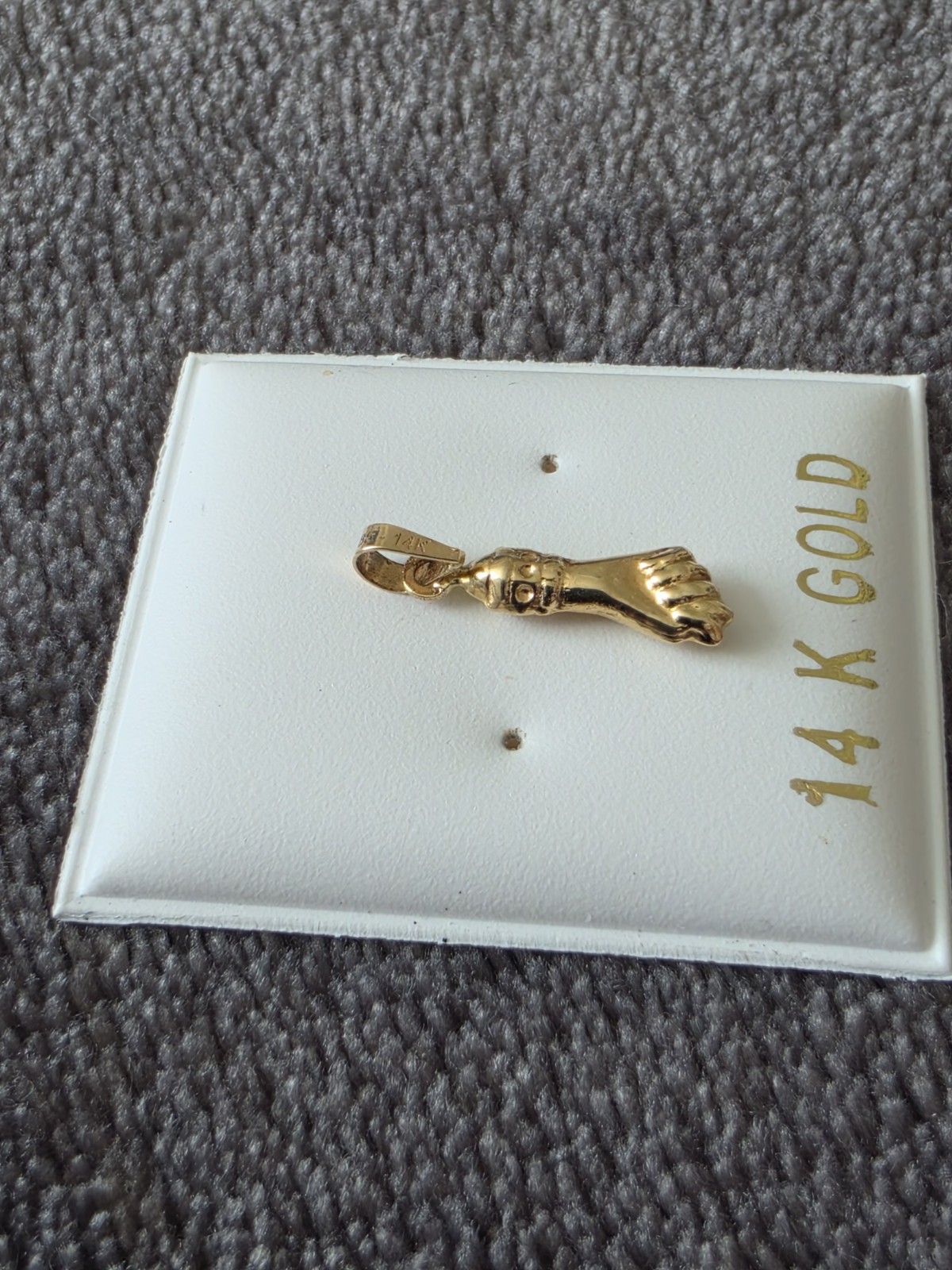 14k Gold Figa Pendant Hand For Good Luck
