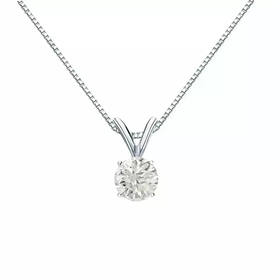 2Ct Round Cut Lab Created Solitaire Diamond Pendant Necklace 14k White Gold Over