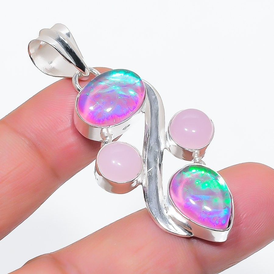 Triplet Opal Gemstone Handmade 925 Sterling Silver Jewelry Pendant Size “2”