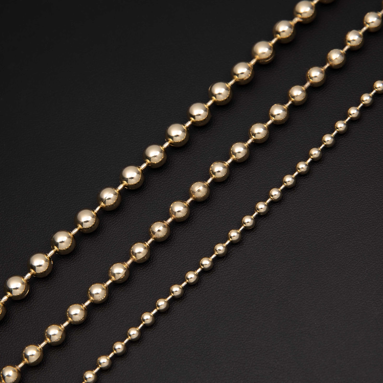 Shiny Bead Ball Chain Necklace Real 10K Yellow Gold All Sizes