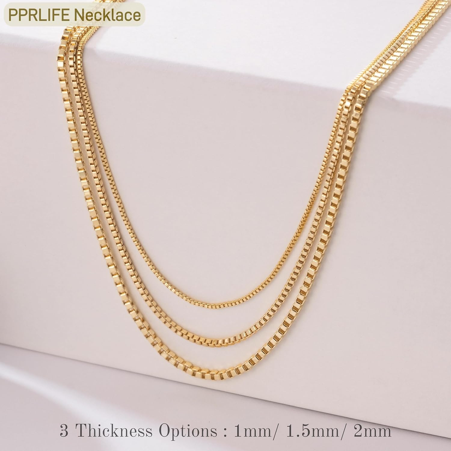 14K Gold Necklace for Women Gold Chain for Men 1/1.5/2Mm Wide Thin Box Chain Thi
