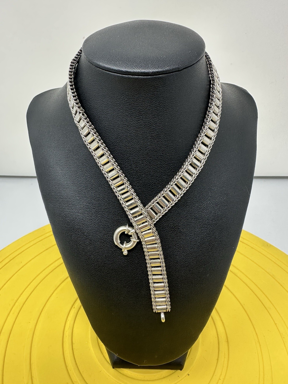 Sterling Silver Amazing Modern Design Choker Necklace Beautiful Chic 57g 16 In +
