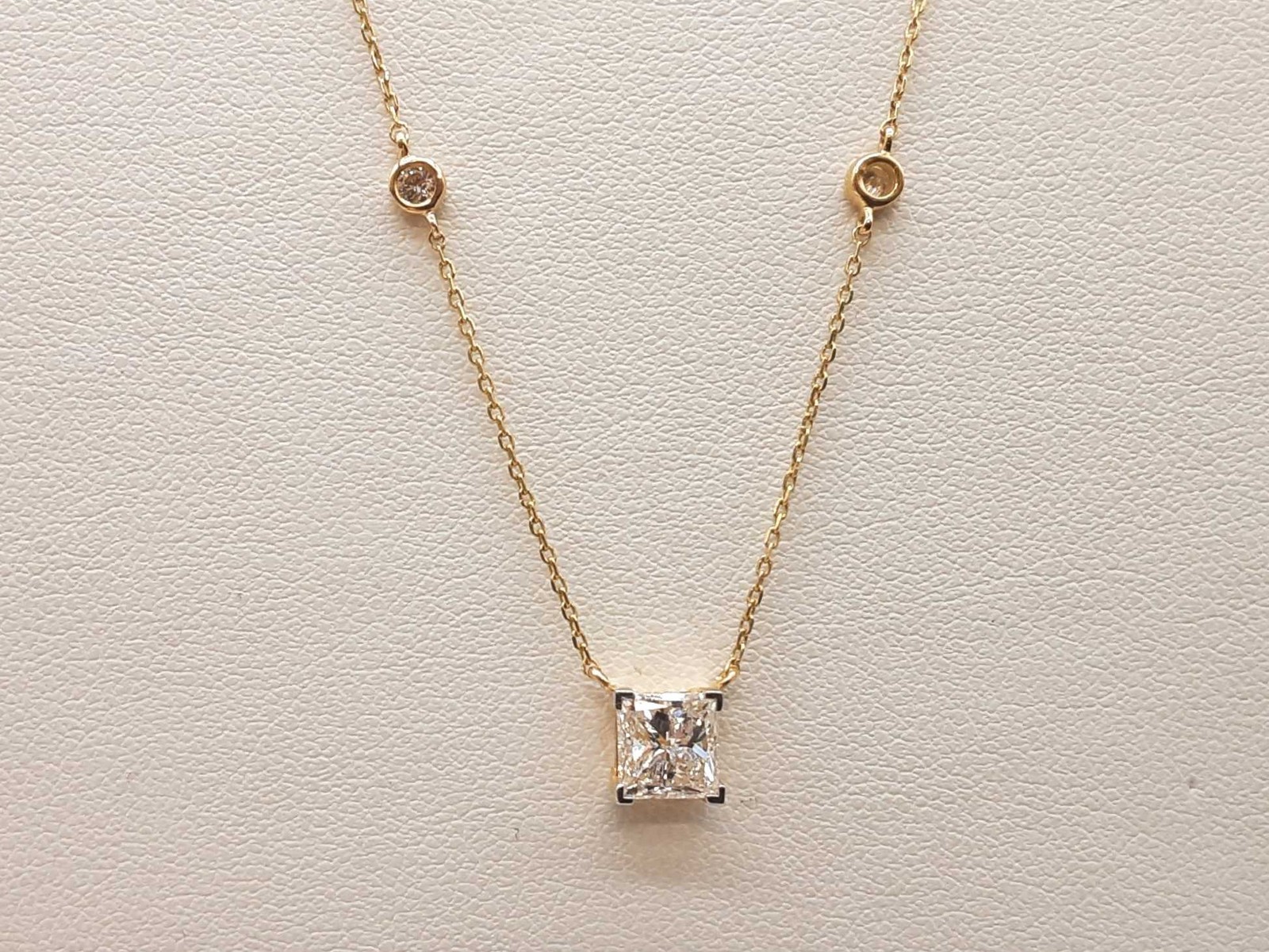 0.75 Cttw Lab Grown Diamonds 14k Yg 1.9g Princess Necklace 18 In Do1225rorde