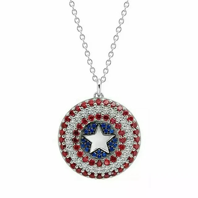 3Ct Round Lab Created Diamond Pendant Shield Necklace 14K White Gold Plated