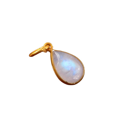 Dainty Rainbow Moonstone Pendant 14K Gold Minimalist Jewelry 3146