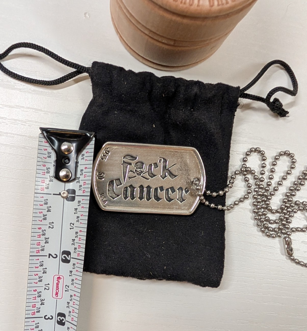 Speakeasy Original Fxck Cancer .935 Silver Heavy 1oz Dog Tag Pendant 22/25