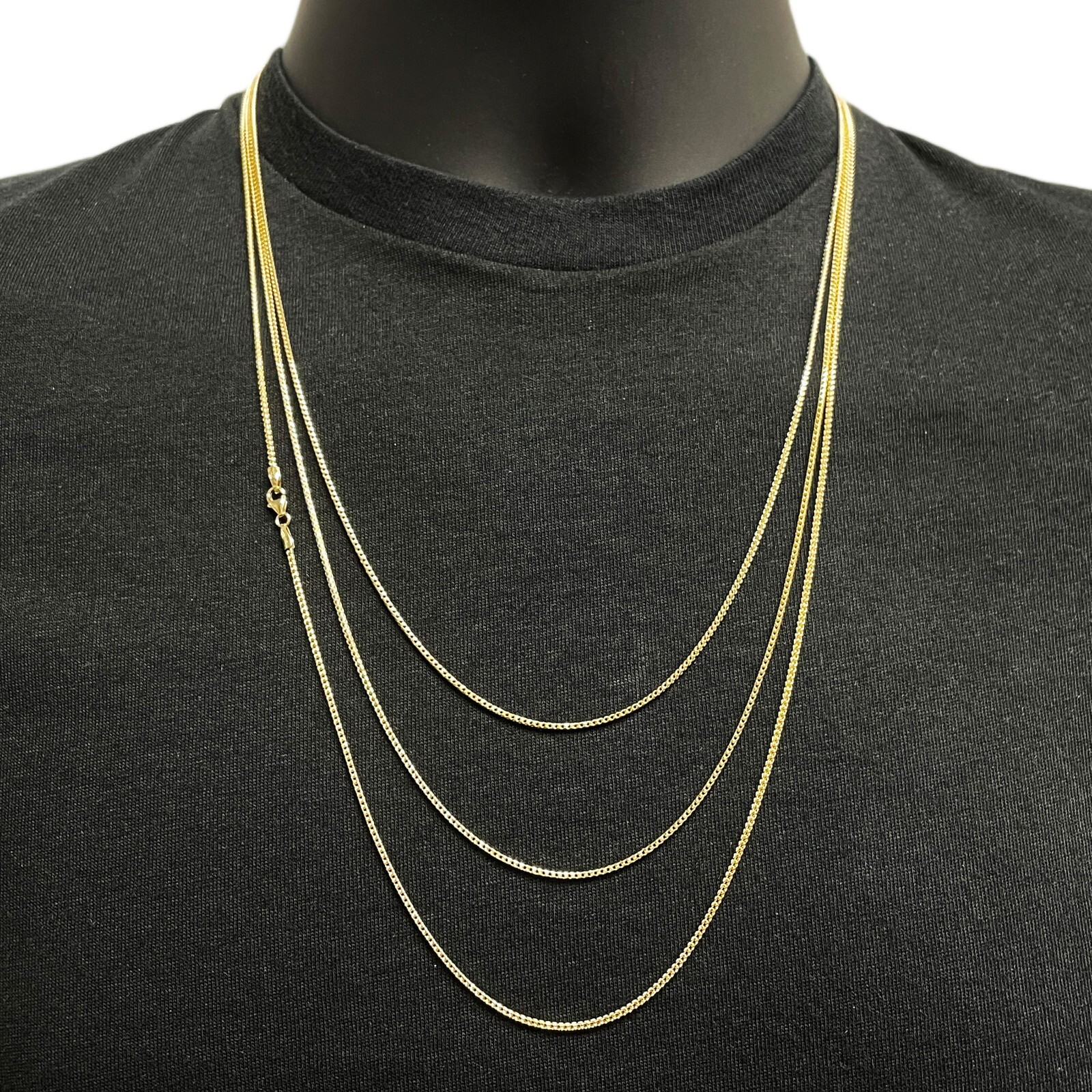 Italian 14k Yellow Gold Solid Diamond Cut Franco Chain Necklace 22″ 1.5mm 5.1g