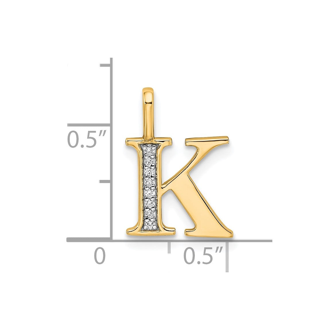 10K Yellow Gold Diamond Letter K Initial Pendant PM8365K-003-1YA