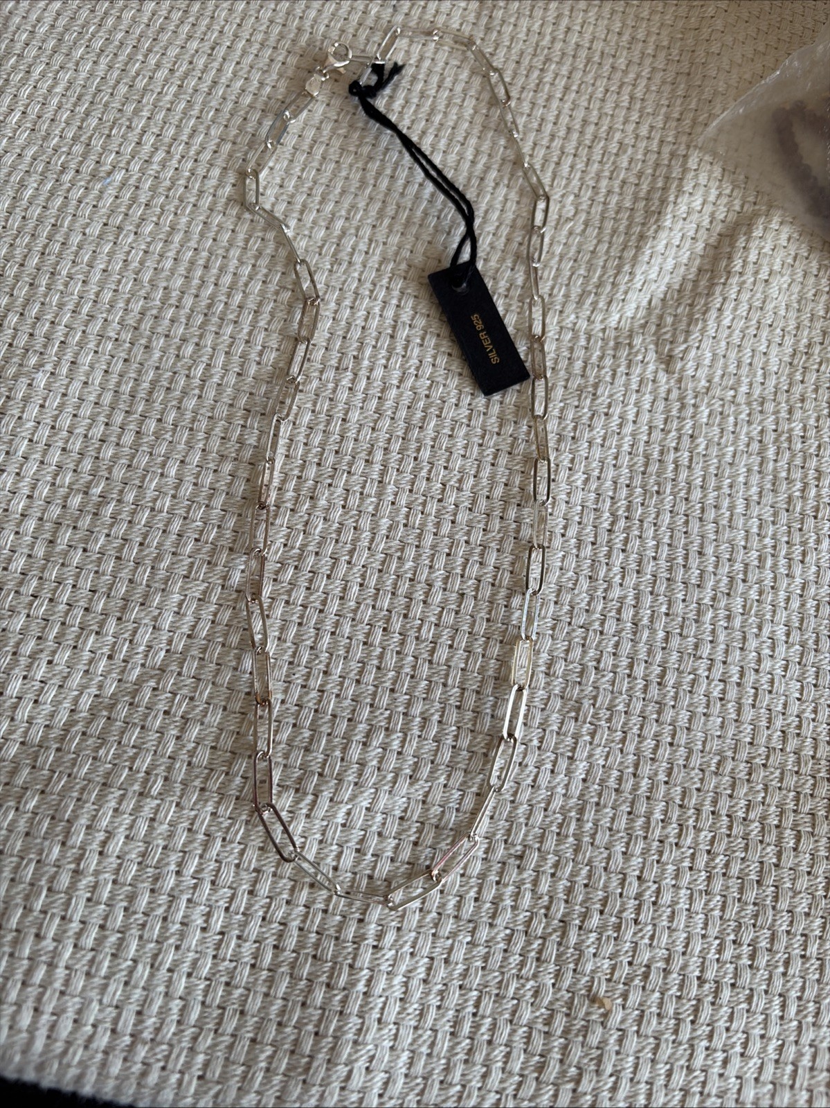 Woman’s Sterling Silver Paper Clip Necklace Measuring 18 Inch Italy
