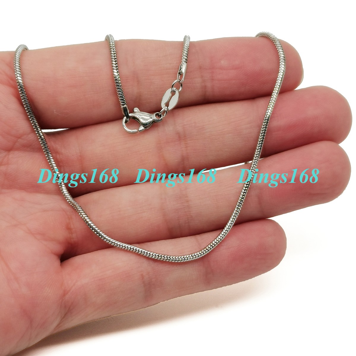 925 Sterling Silver Tarnish-Resist 18″ 1.2mm Snake Chain Necklace Rhodium Finish