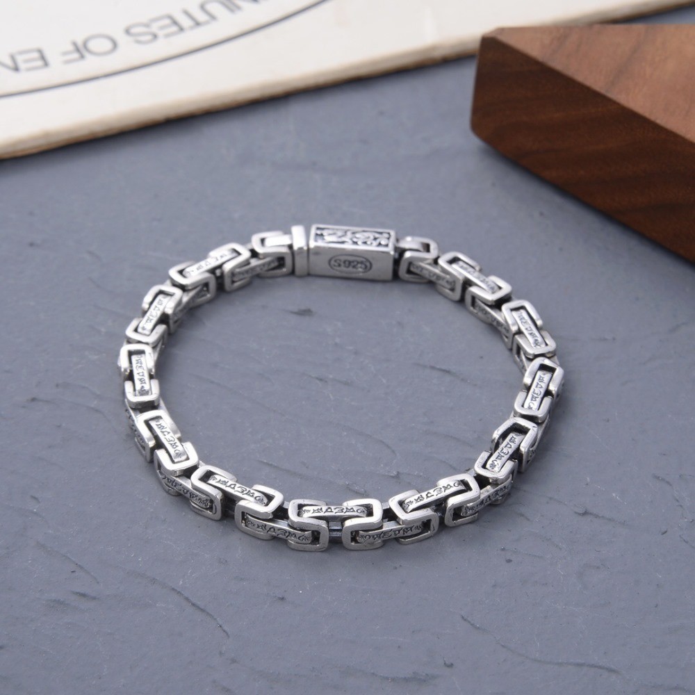 Pure 925 Sterling Silver 5mm Sutra Rectangle Cable Link Necklace Bracelet Set