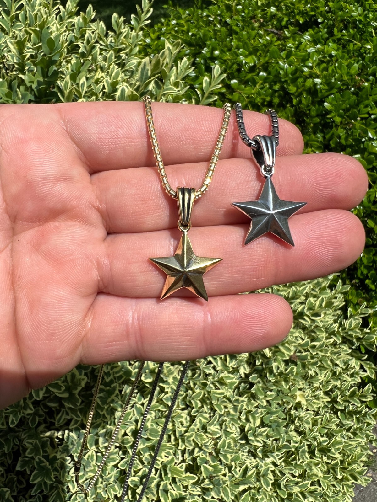 Real 925 Silver / 14k Gold Plated Star Superstar Oxidized Pendant Necklace Charm