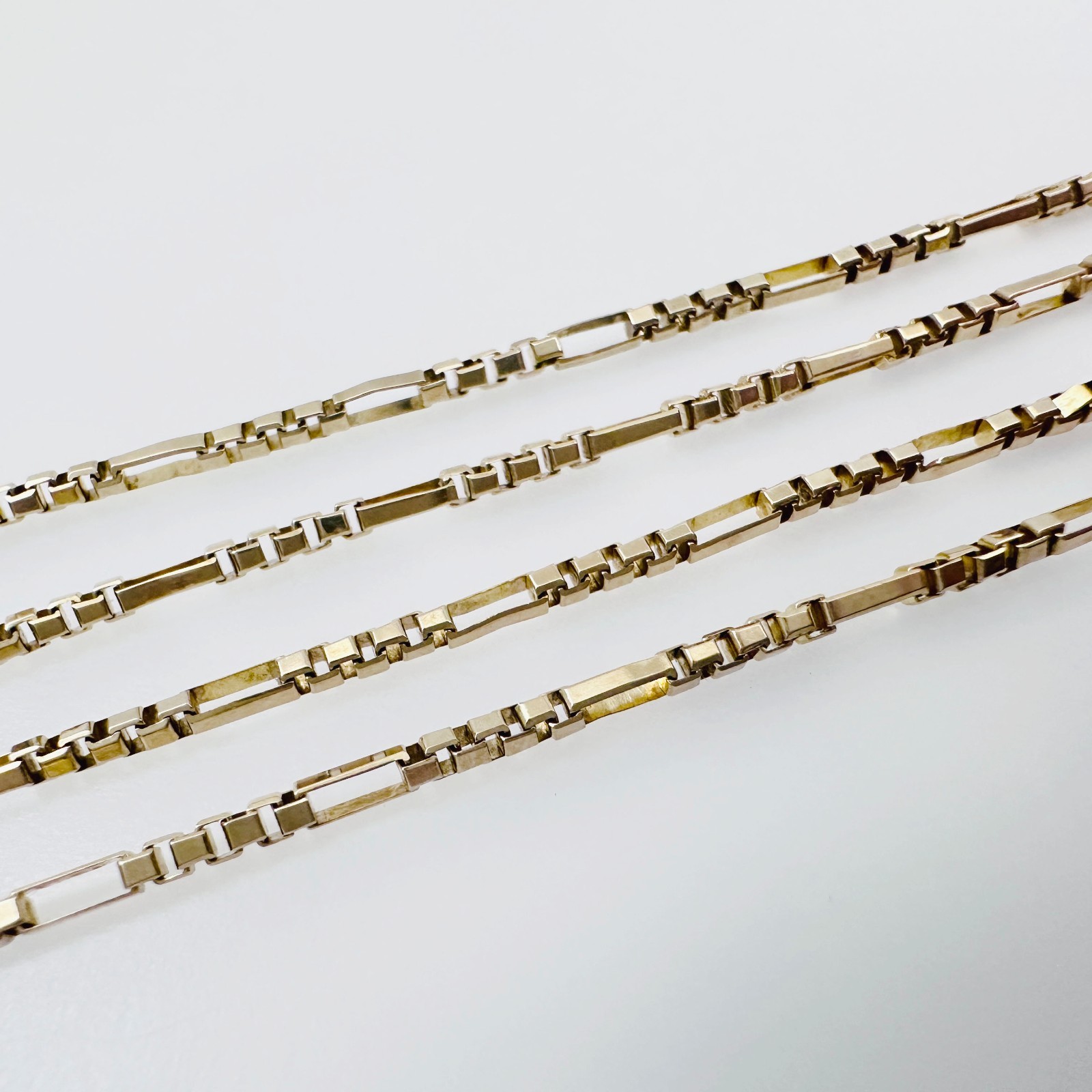 Solid 14K Yellow Gold Figaro Box Link Hybrid Chain Necklace 1.4mm, 24 1/2″, 5.6g