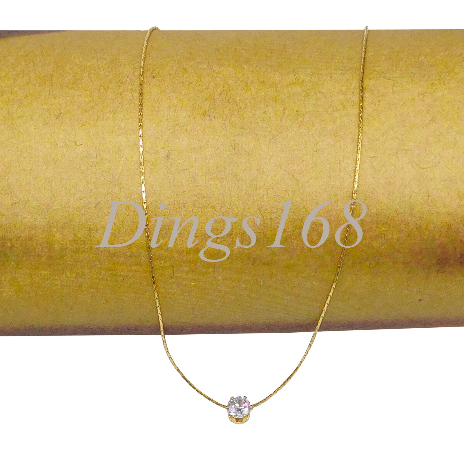 Real 18K Yellow Gold Filled 5mm Crystal Pendant 16″+2″ Thin Snake Chain Necklace