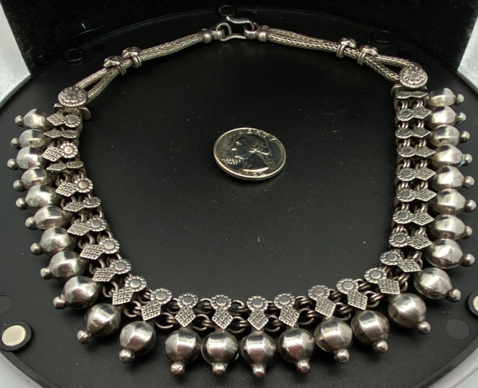 Sterling Silver Rajasthani Collar Necklace India BA marked N36