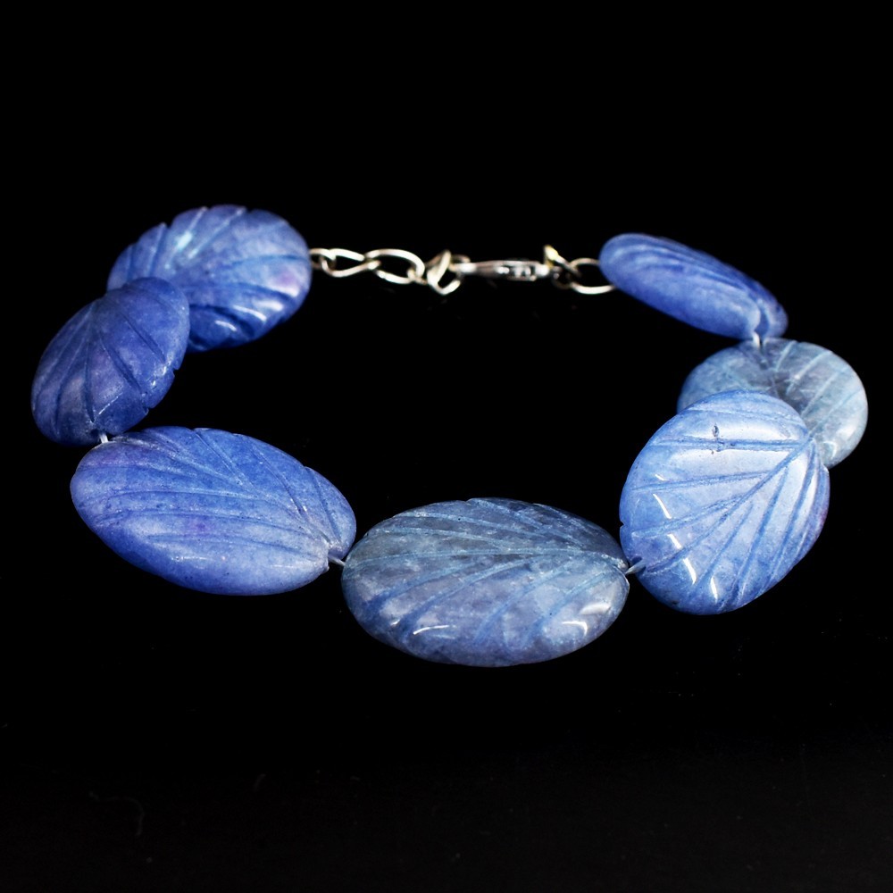 Oval Shape Carved 167.00 Cts Blue Sapphire Beaded Wonderful Bracelet VK 09 E702