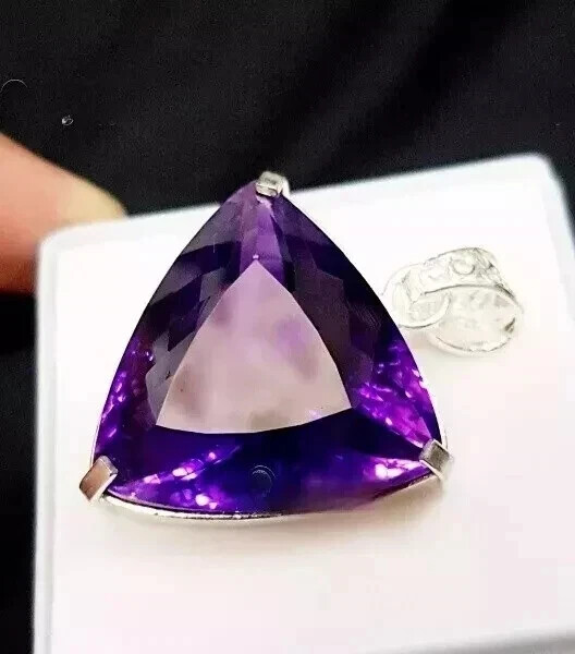 50.70 Ct+ Natural Purple Amethyst 925 Sterling Silver Pendant AG Gemstone