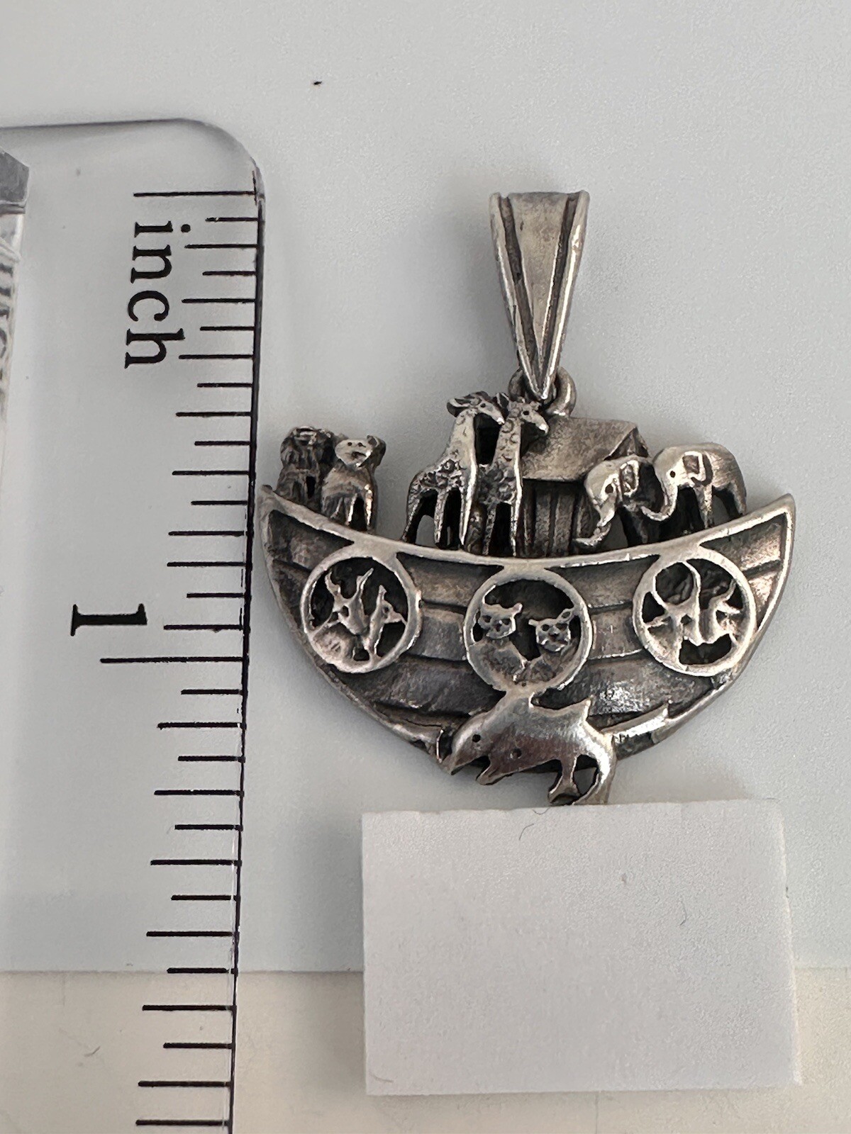 Vintage Sterling Silver 925 Animals Noah’s Ark 3D Pendant Faith 5g Bible Jewelry