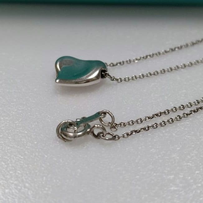 Tiffany & Co. Elsa Peretti Full Heart Pendant Necklace Silver 925 No Box Used