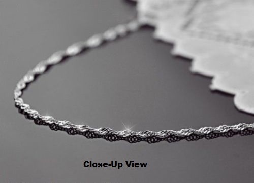 Wave Singapore Necklace–1.8mm*–Sterling Silver–13″–Made in Italy [BN]