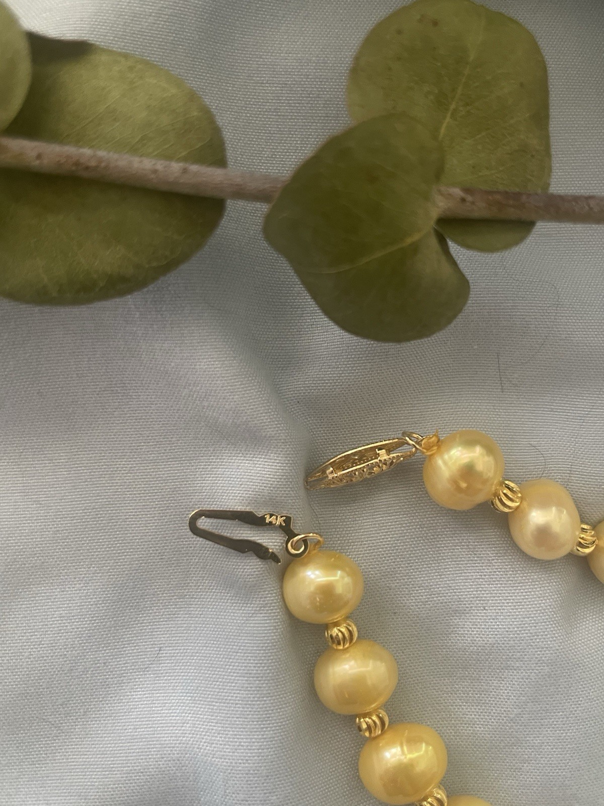Natural AAAA Golden South Sea Pearl Necklace 12” 11-12mm 14k