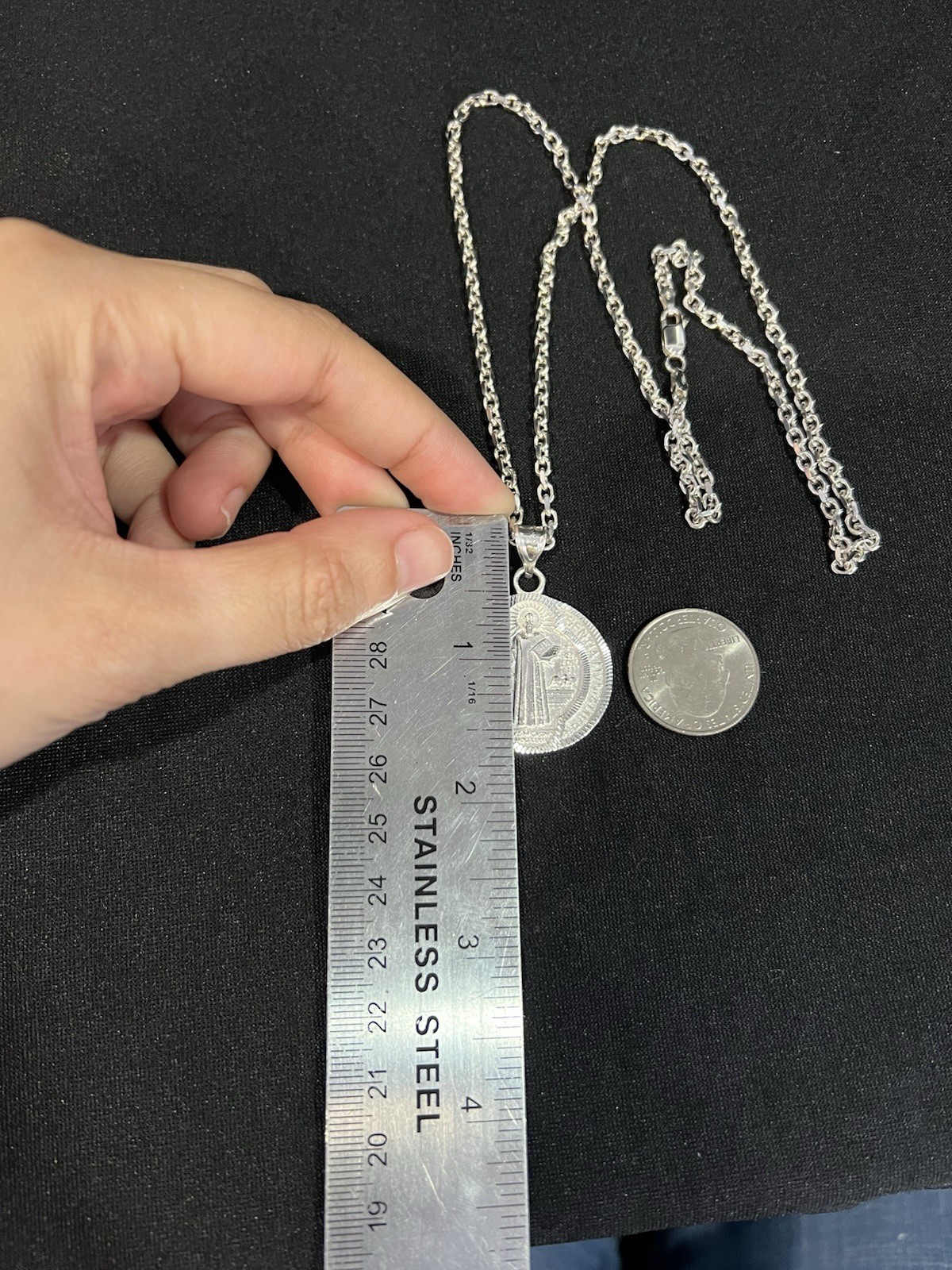 925 Sterling Silver Men Women St Benedict San Benito Medal & Forz Chain 20 24 30