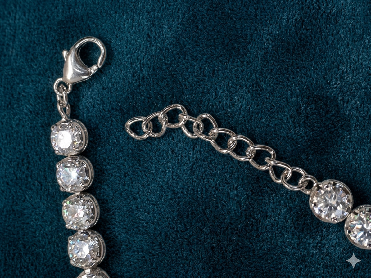 HUGE 5mm White Diamond 22 Inches Tennis Necklace – FREE Diamond studs & Tariffs.