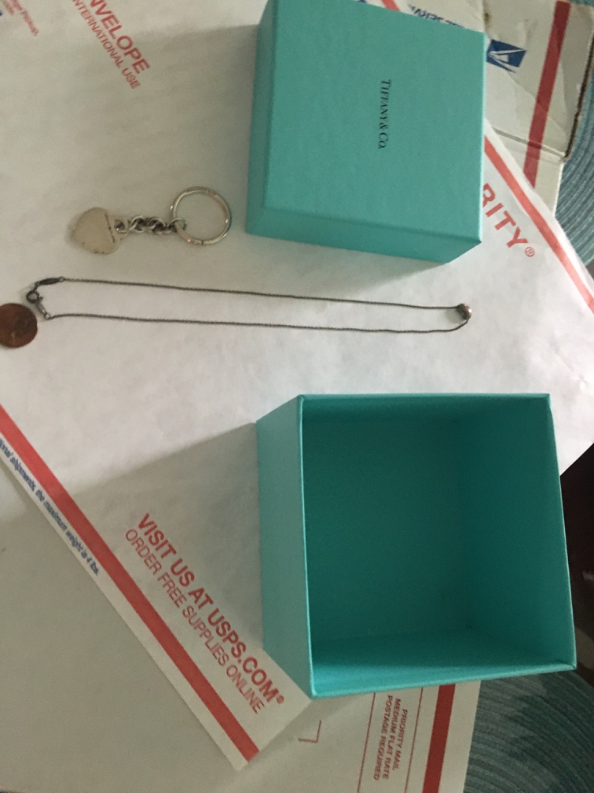 smaller TIFFANY PERETTI SILVER bean necklace & tiffany siver key chain