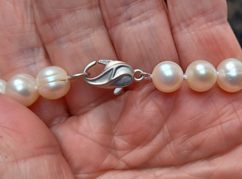 Pearl Collar Necklace Sterling Silver 925 Clasp Freshwater Pearls Signed