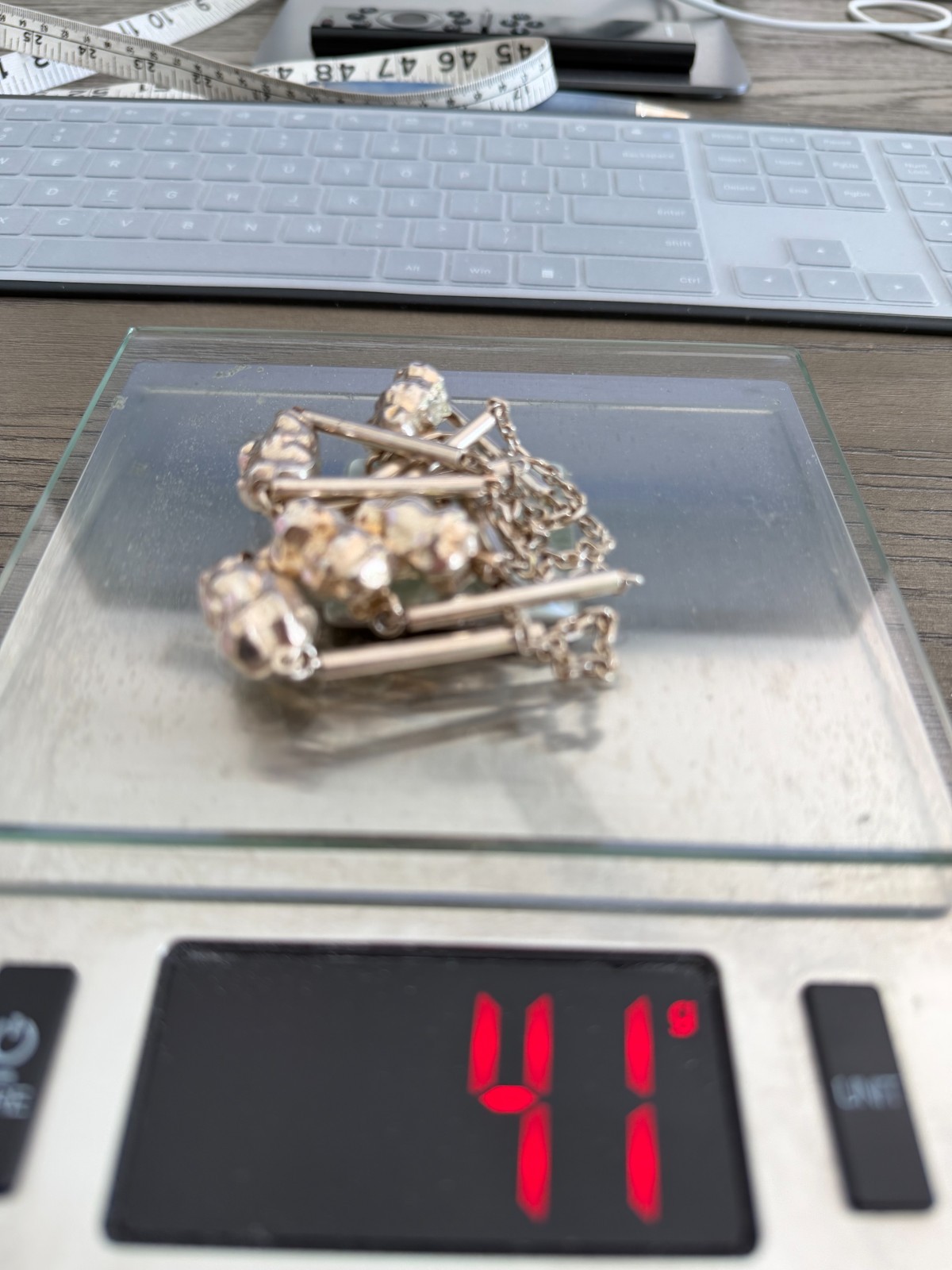 Vintage Sterling Bar Link & Nuggets Necklace From Arezzo Italy 41 Grams 32.5″
