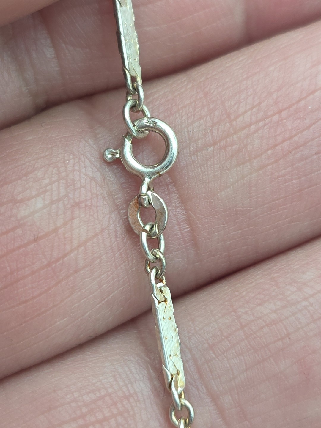 Vintage Sterling Silver 925 Bar Chain Necklace 15″ INCH 2mm 5.3 GRAMS