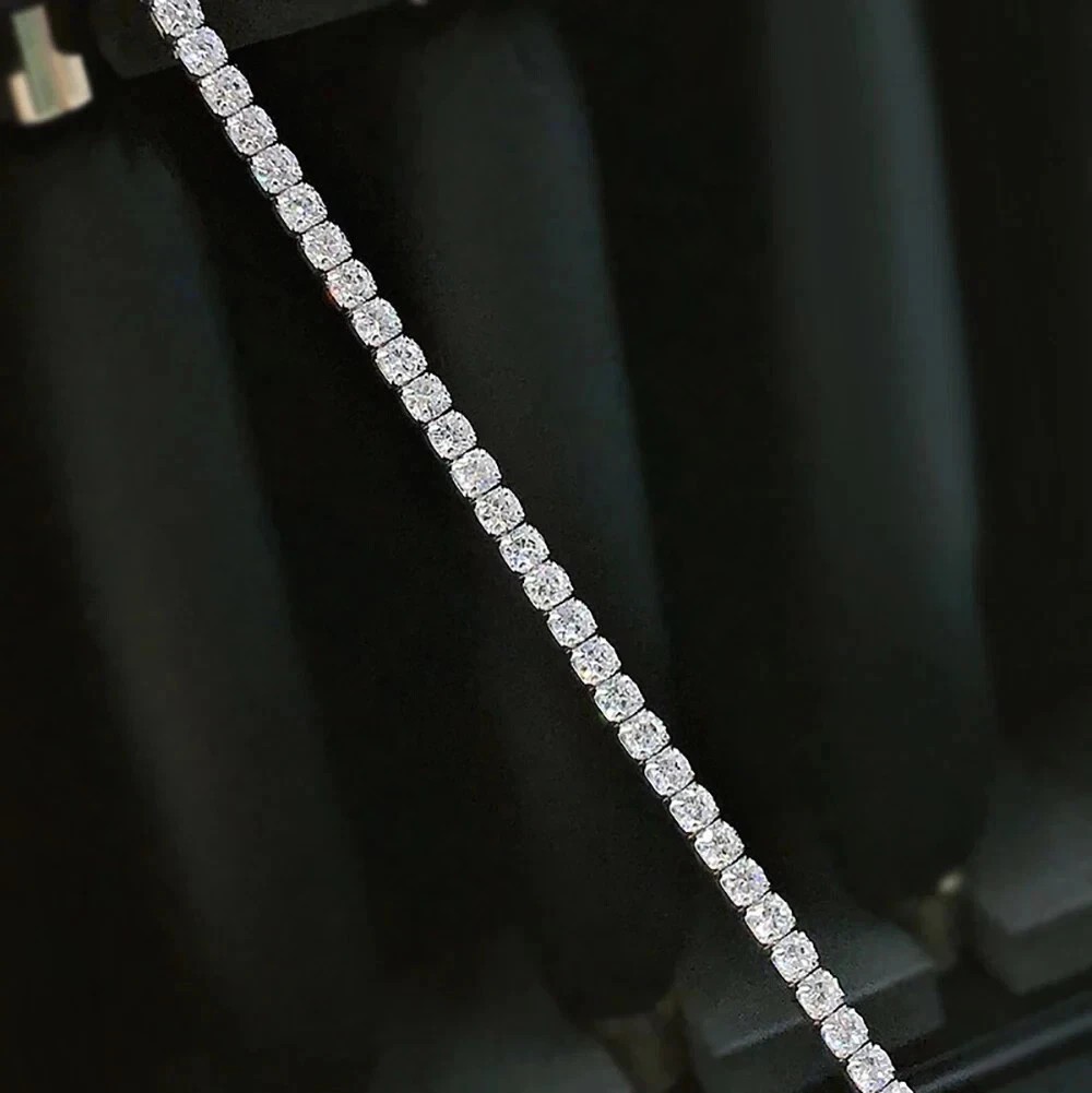 20CT Round Cut Moissanite Diamond Women’s Tennis Necklace 14k White Gold Plated