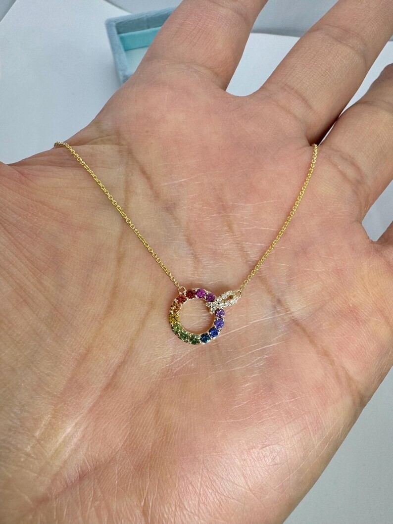 1.40Ct Round Cut Lab Created Multicolor Circle Pendant 14K White Gold Plated