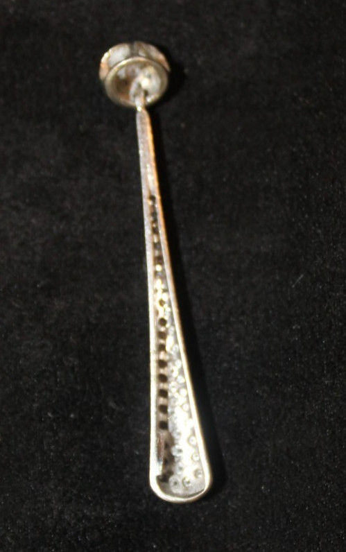 Vintage 18K White Gold Art Deco Round Pave Diamond Elongated Drop Pendant 4.3 g