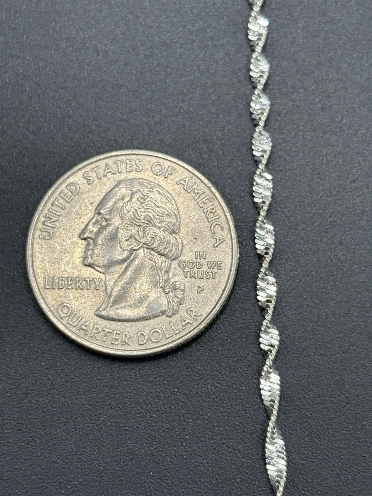 18″ Sterling Silver Sparkle Singapore Chain Necklace 925 B16