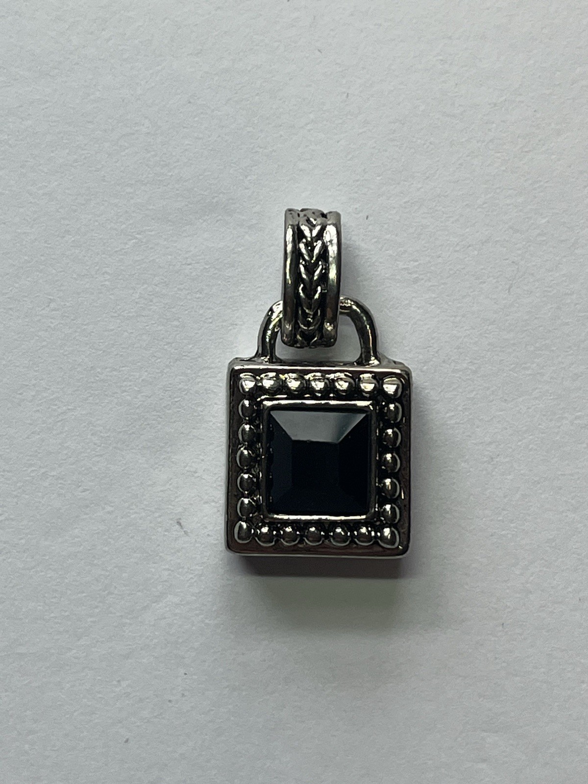 Beautiful Black Onyx Square Silver Pendant Detailed Design