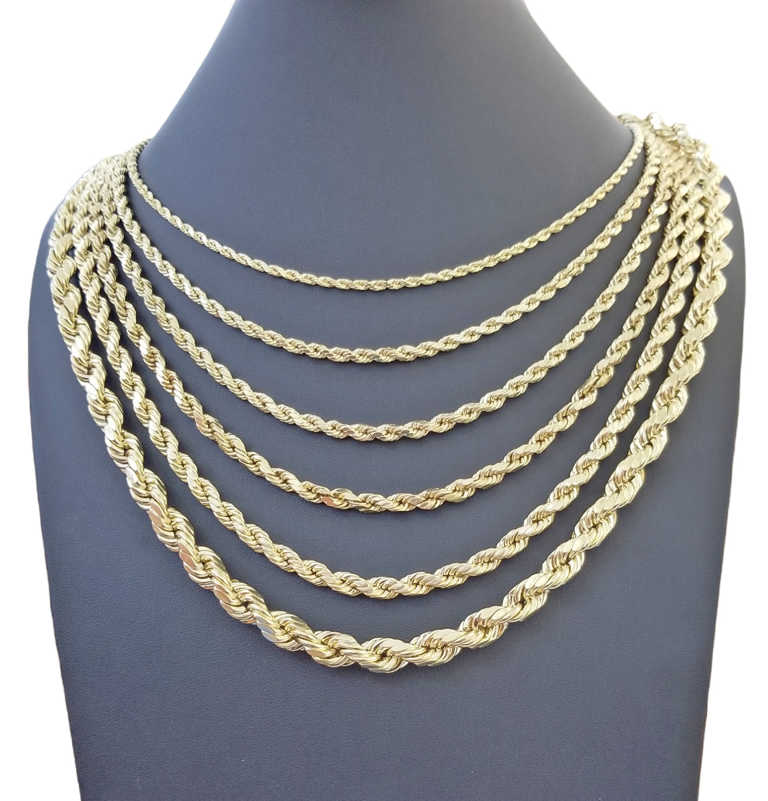 Real 10k Gold Rope Chain Necklace 18″-30″ Inch 3mm-10mm Men & Women DISCOUNT
