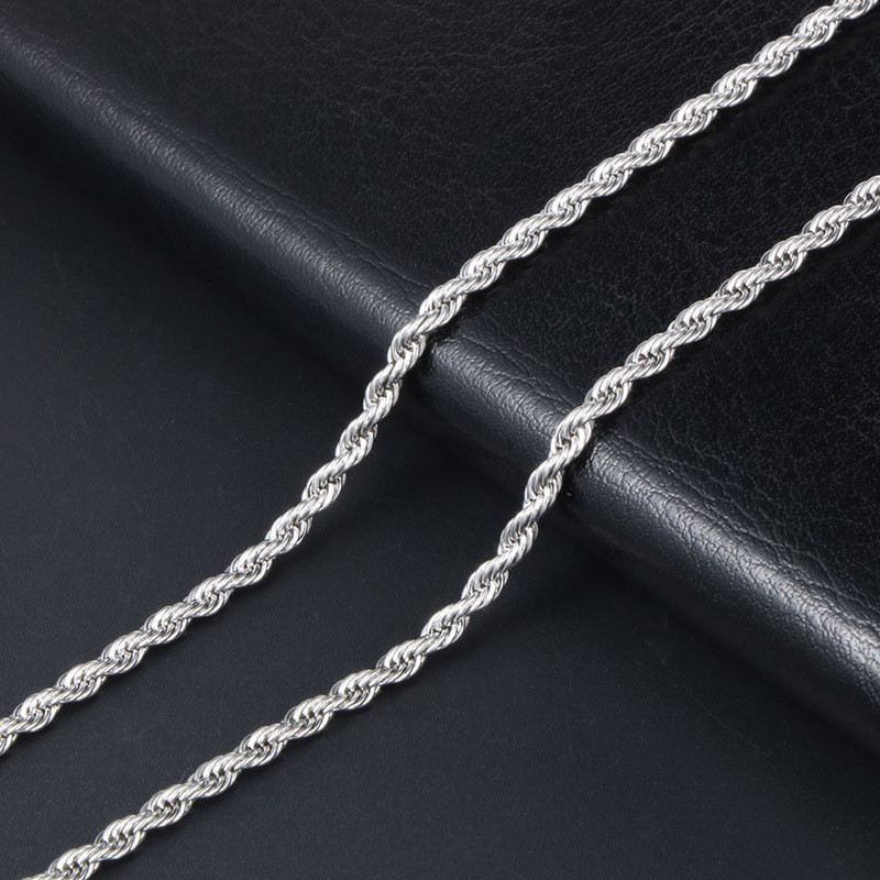 2/3/5 mm 925 Silver Rope Chain Necklace 18-24 inches for Men and Women