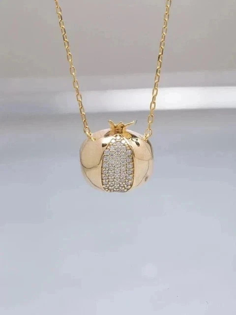 2.10Ct Round Cut Real Moissanite Pomegranate Pendant 14K Yellow Gold Plated