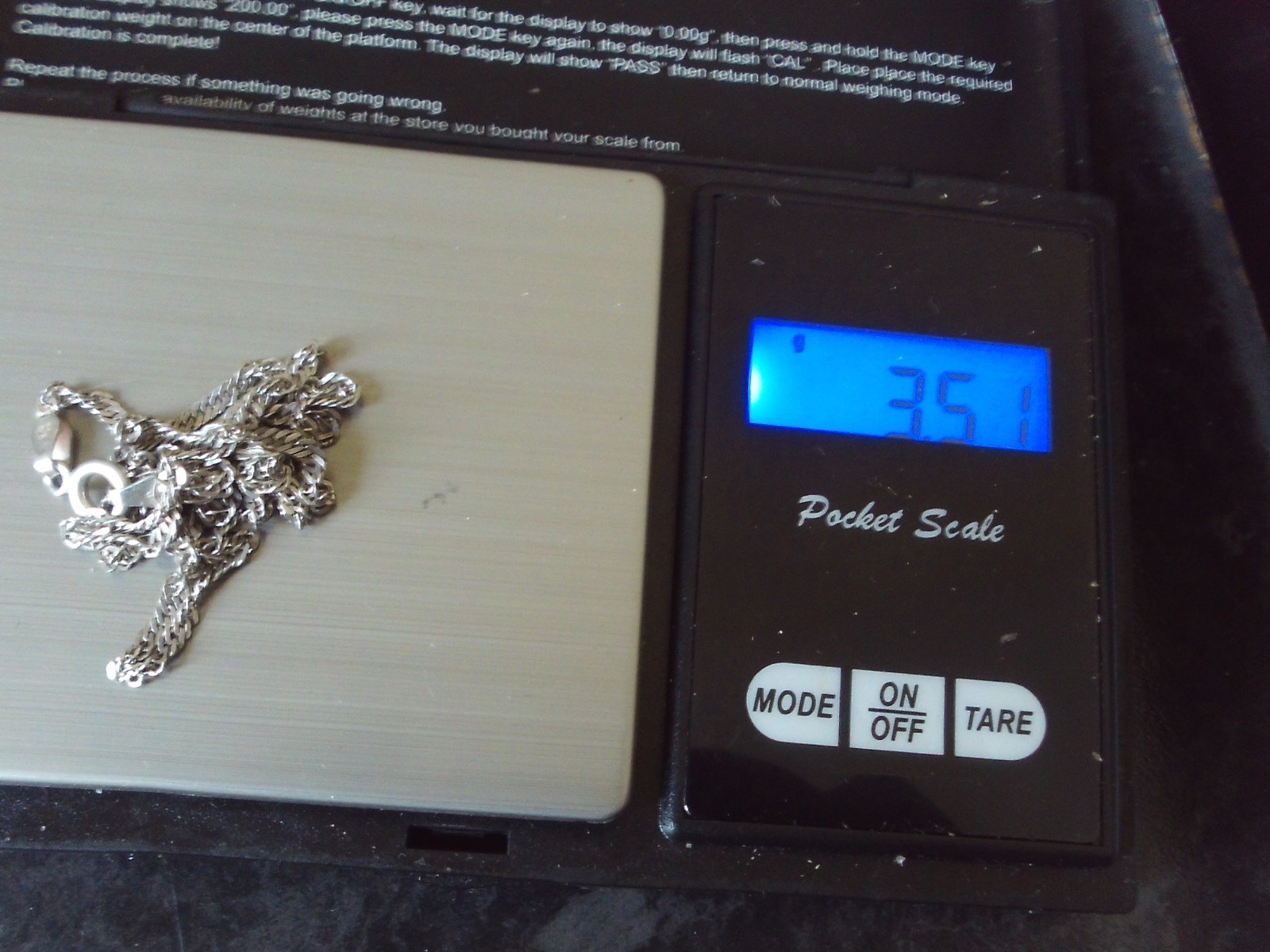 SILVER 925 CHAIN 17.5″ LENGTH 2 mm WIDTH 3.51 GRAMS