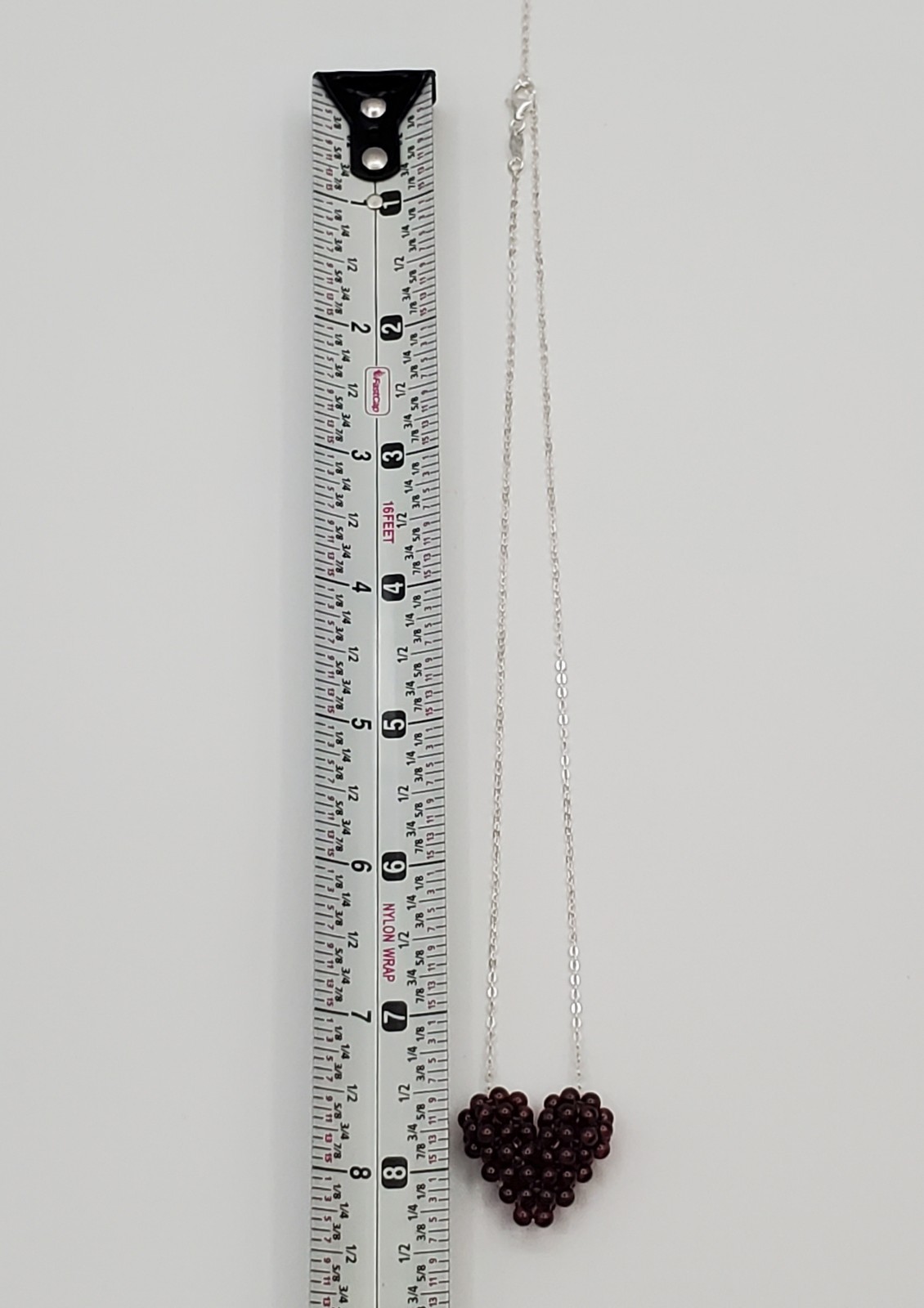 925 Zoe B 3D Garnet Heart Necklace 18in Sterling Silver Cluster Pendant 7.6gtw