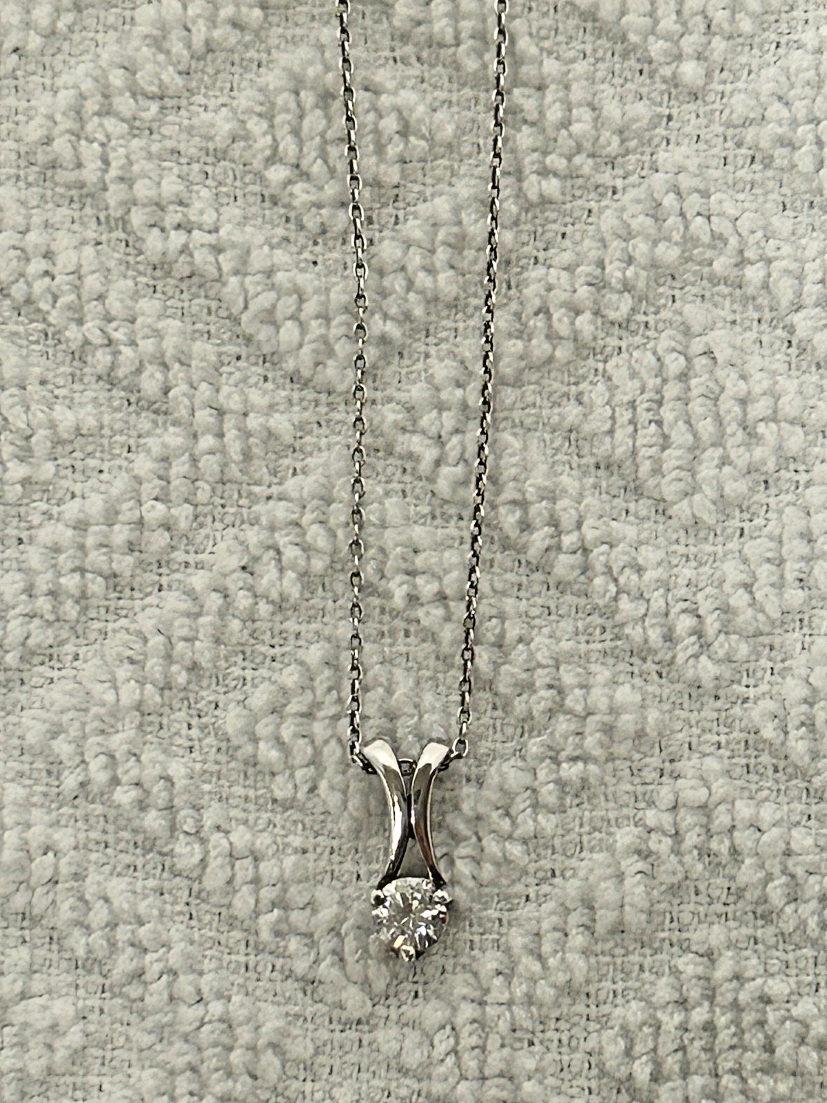 Sterling Silver 925 Chain Necklace Pendant w/ White/Colorless Faux Stone 19.25″