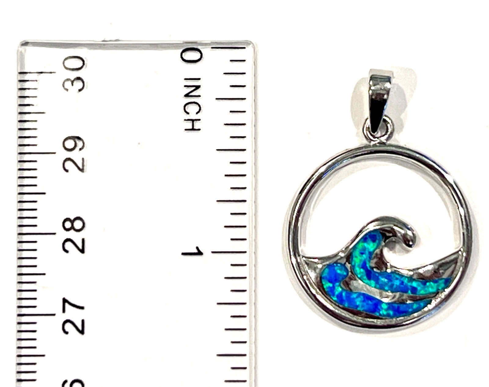 Opal & Sterling Silver Smooth Wave Pendant Beach Ocean Theme – Brand New